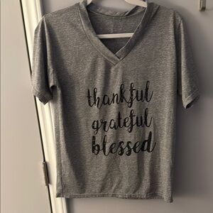 Gray V-Neck Graphic Tee